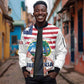 Personalised Liberia Flag Day Sleeve Zip Bomber Jacket Coat Of Arms With Map