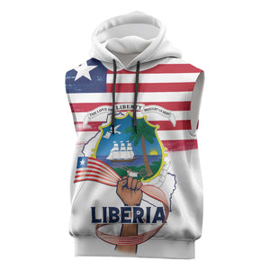 Personalised Liberia Flag Day Sleeveless Hoodie Coat Of Arms With Map - African Pride