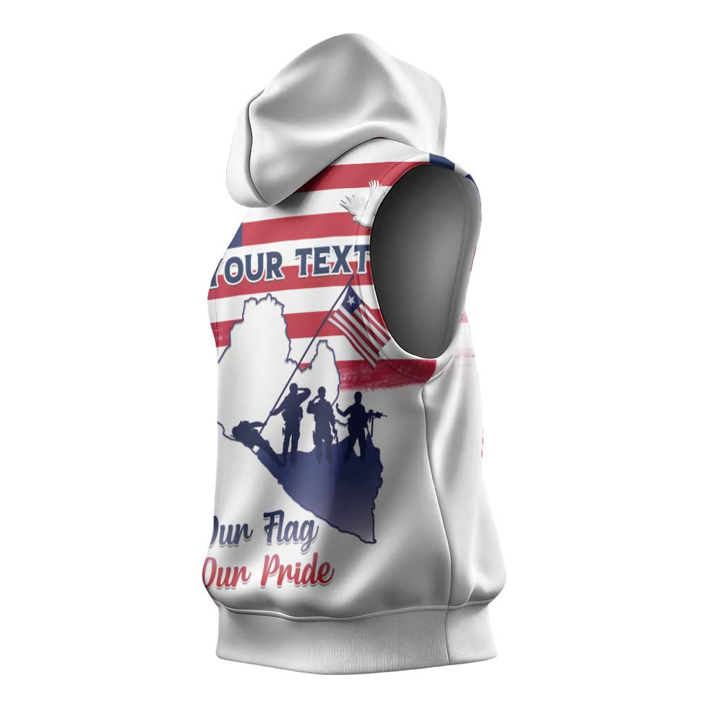 Personalised Liberia Flag Day Sleeveless Hoodie Coat Of Arms With Map - African Pride