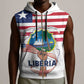 Personalised Liberia Flag Day Sleeveless Zip Hoodie Coat Of Arms With Map - African Pride