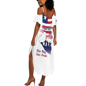 Personalised Liberia Flag Day Summer Maxi Dress Coat Of Arms With Map