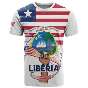 Personalised Liberia Flag Day T shirt Coat Of Arms With Map