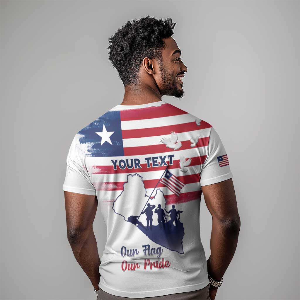 Personalised Liberia Flag Day T shirt Coat Of Arms With Map