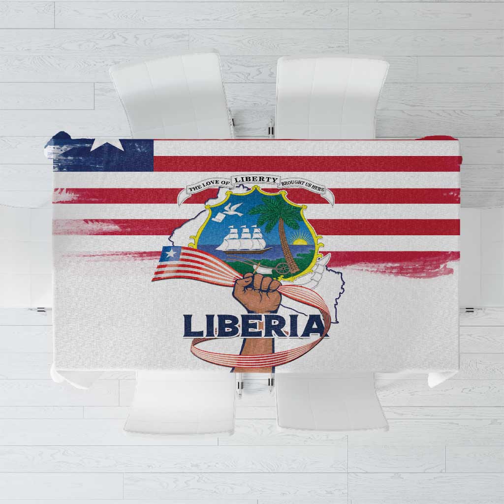 Liberia Flag Day Tablecloth Coat Of Arms With Map