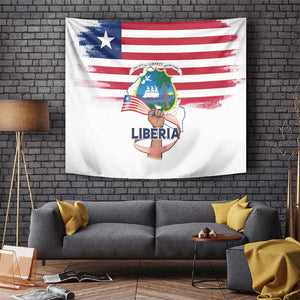 Liberia Flag Day Tapestry Coat Of Arms With Map