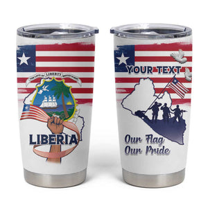 Personalised Liberia Flag Day Tumbler Cup Coat Of Arms With Map