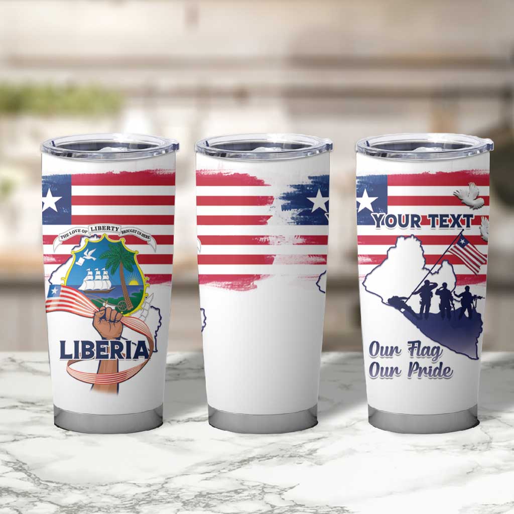 Personalised Liberia Flag Day Tumbler Cup Coat Of Arms With Map