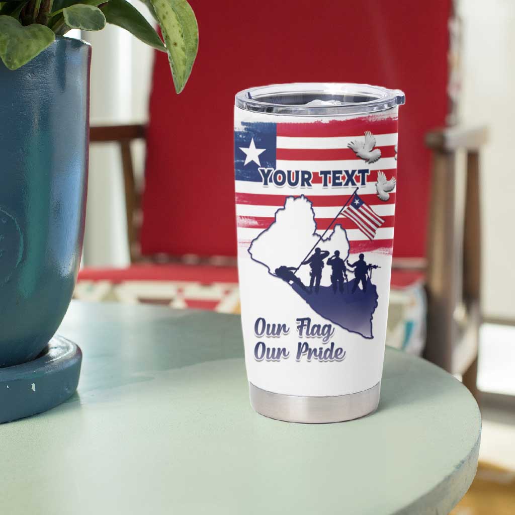 Personalised Liberia Flag Day Tumbler Cup Coat Of Arms With Map