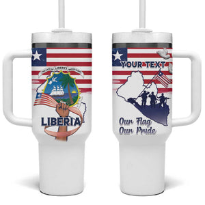 Personalised Liberia Flag Day Tumbler With Handle Coat Of Arms With Map
