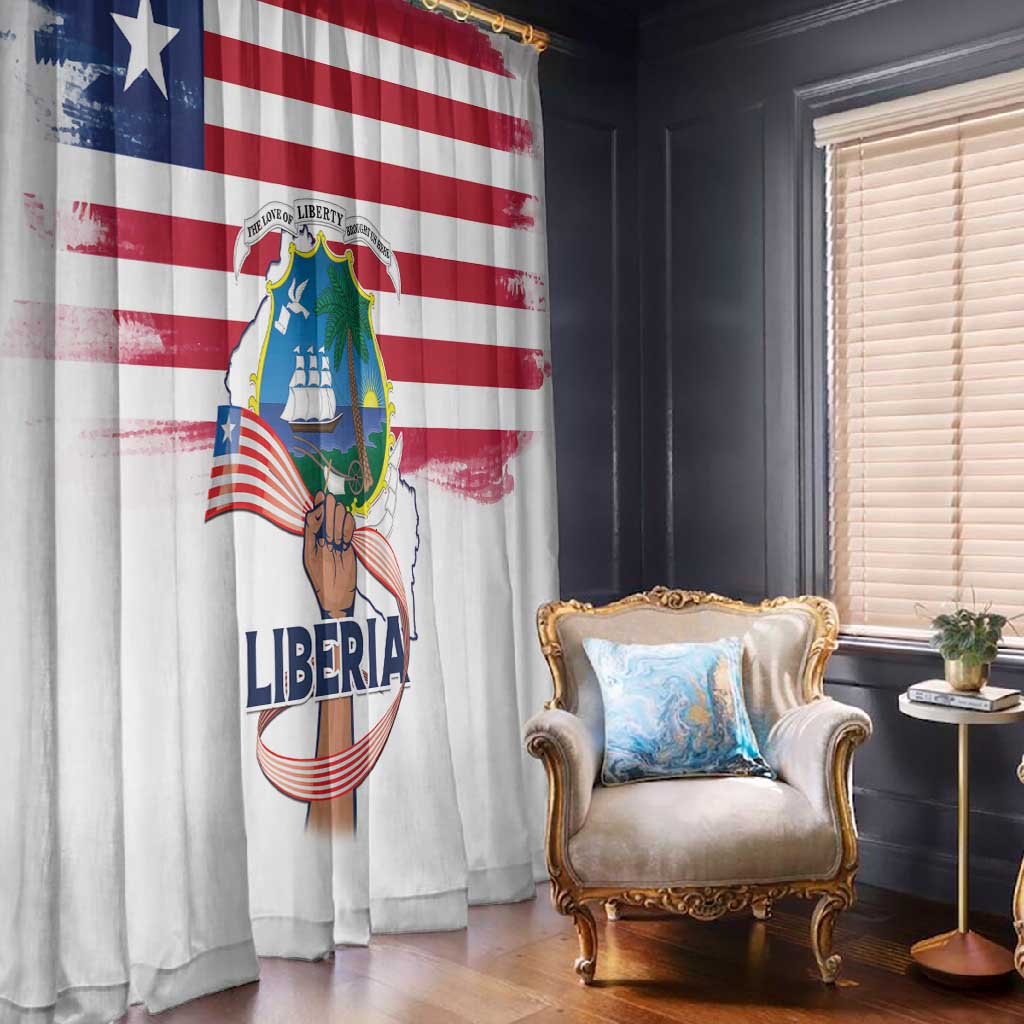 Liberia Flag Day Window Curtain Coat Of Arms With Map