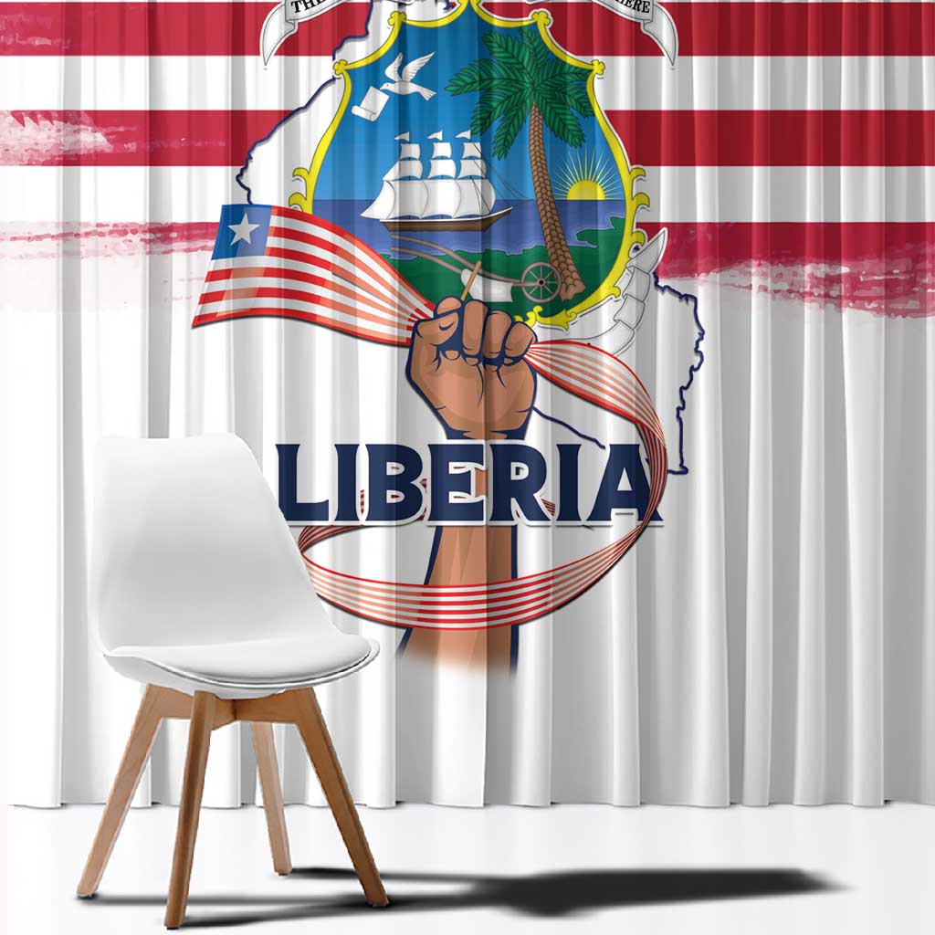 Liberia Flag Day Window Curtain Coat Of Arms With Map