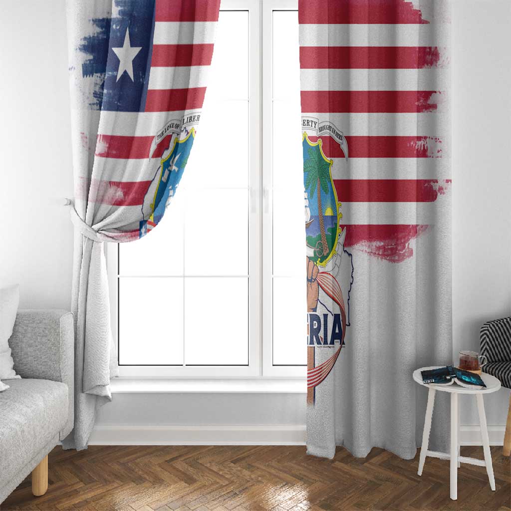 Liberia Flag Day Window Curtain Coat Of Arms With Map
