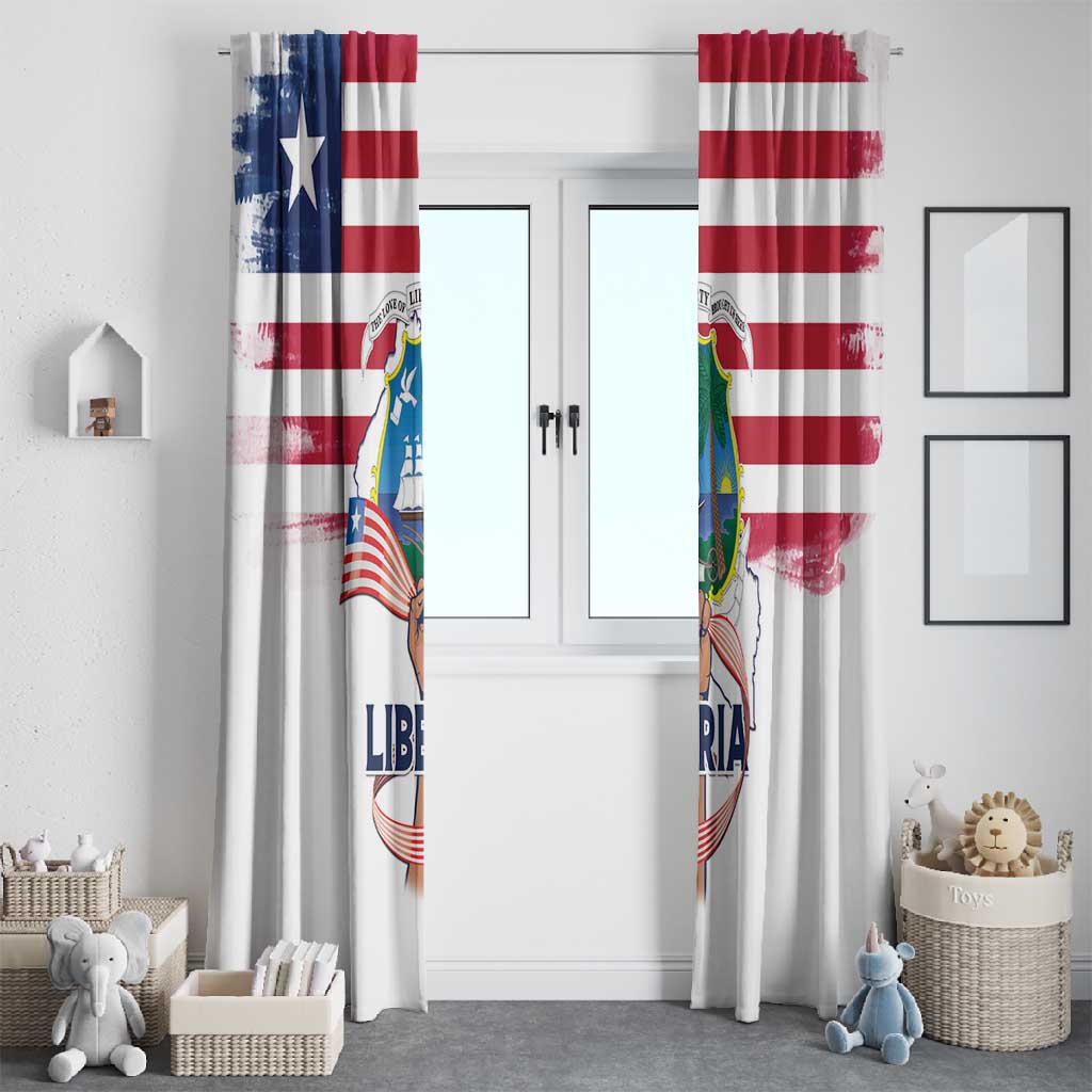 Liberia Flag Day Window Curtain Coat Of Arms With Map