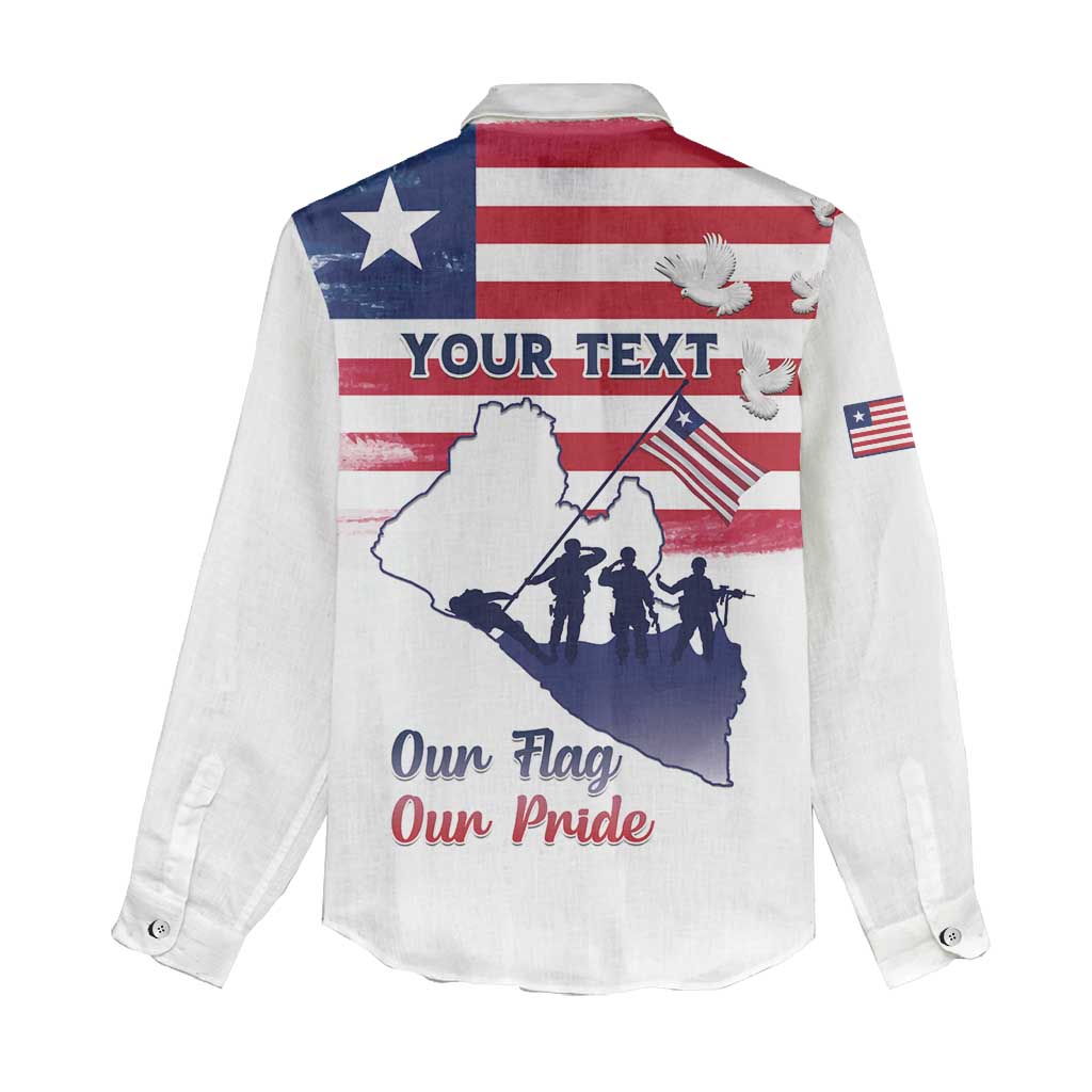 Personalised Liberia Flag Day Women Casual Shirt Coat Of Arms With Map