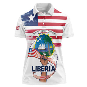 Personalised Liberia Flag Day Women Polo Shirt Coat Of Arms With Map