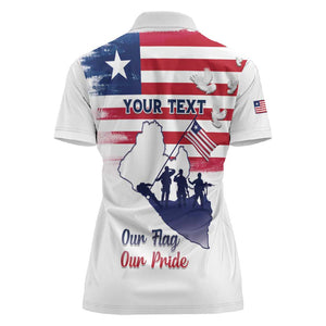 Personalised Liberia Flag Day Women Polo Shirt Coat Of Arms With Map