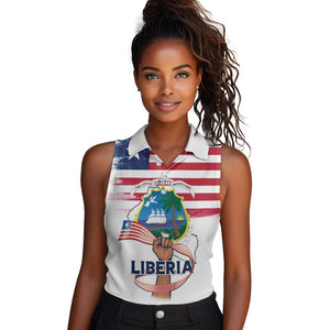 Personalised Liberia Flag Day Women Sleeveless Polo Shirt Coat Of Arms With Map