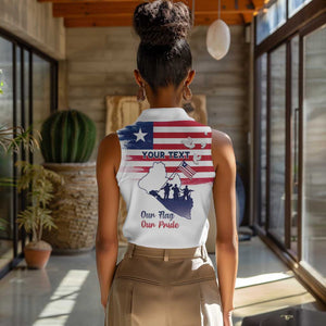 Personalised Liberia Flag Day Women Sleeveless Polo Shirt Coat Of Arms With Map