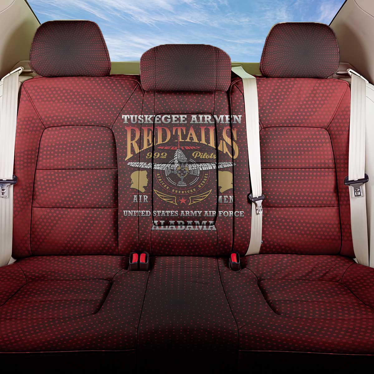 Tuskegee Red Tails Airmen Back Car Seat Cover WWII Legacy Tribute - African Pride