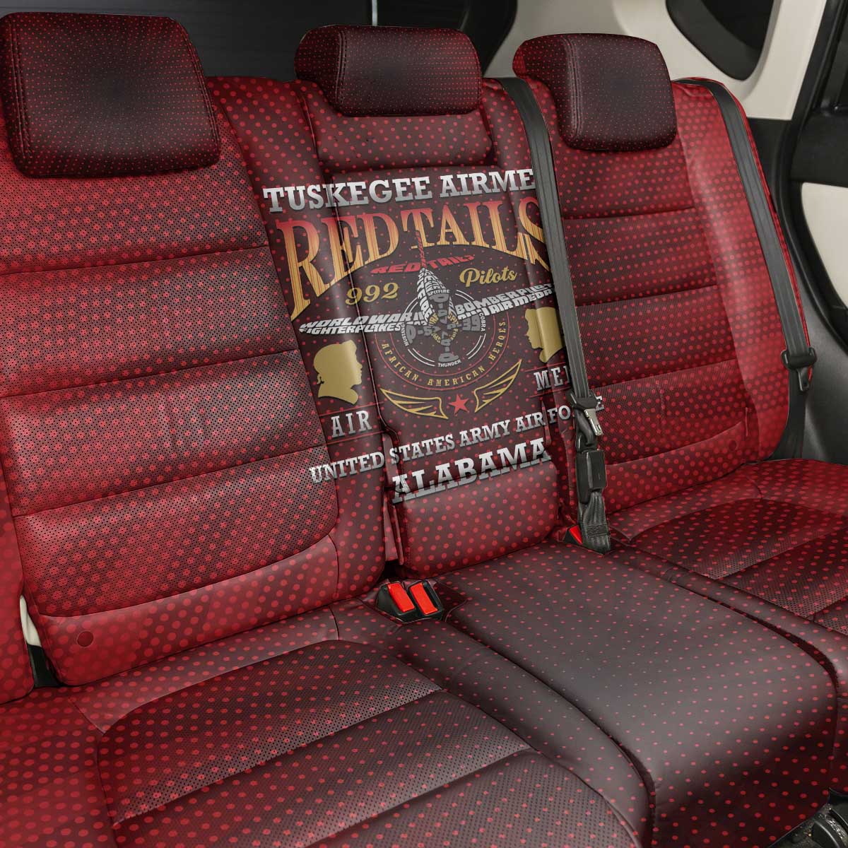 Tuskegee Red Tails Airmen Back Car Seat Cover WWII Legacy Tribute - African Pride