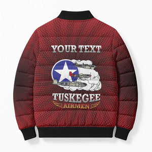 Personalized Red Tails Legacy Bomber Puffer Jacket Tuskegee Airmen WWII Heroes