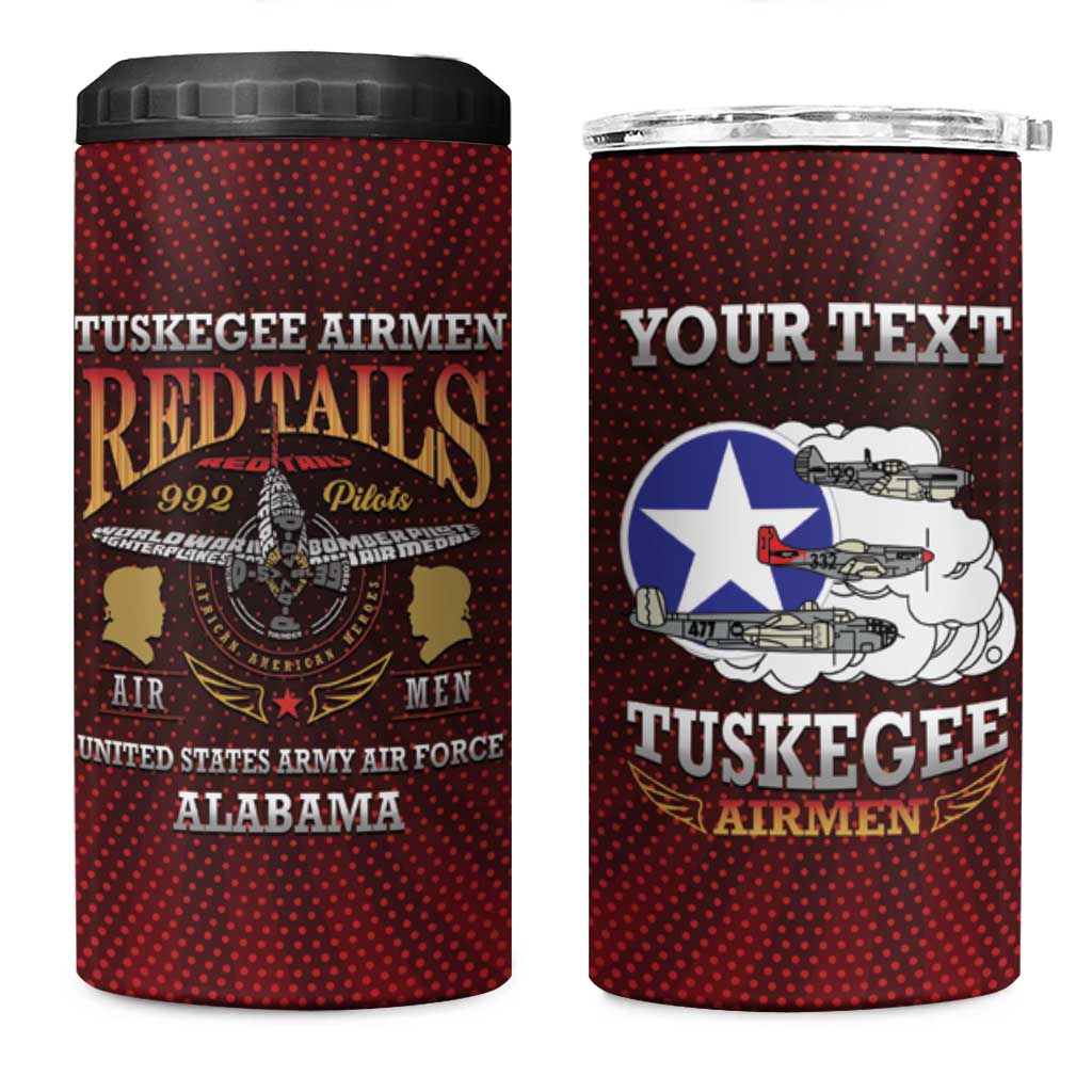 Personalized Tuskegee Red Tails Airmen 4 in 1 Can Cooler Tumbler WWII Legacy Tribute - African Pride