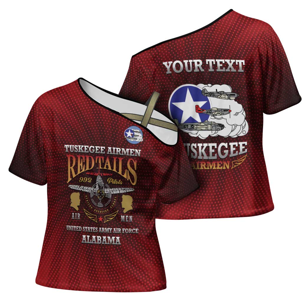 Personalized Red Tails Legacy Cross Shoulder Shirt Tuskegee Airmen WWII Heroes