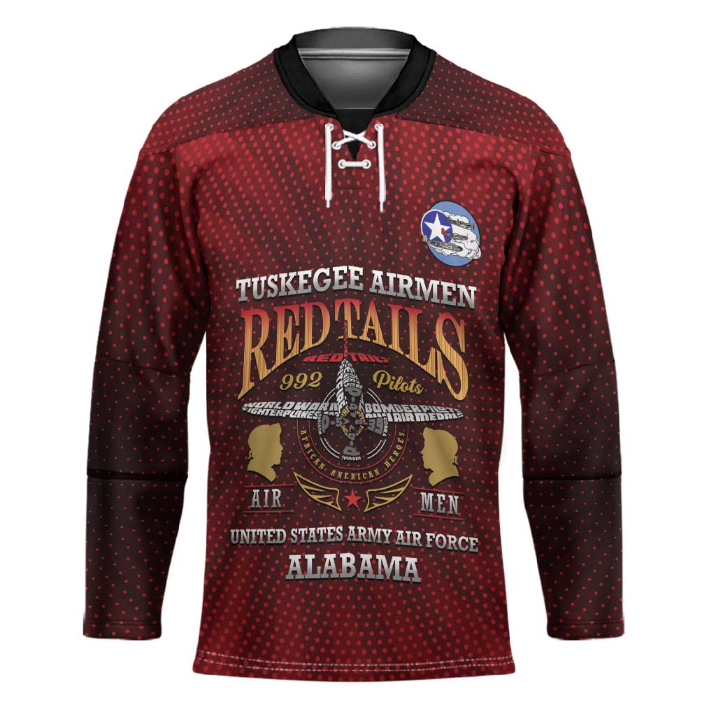 Personalized Red Tails Legacy Hockey Jersey Tuskegee Airmen WWII Heroes