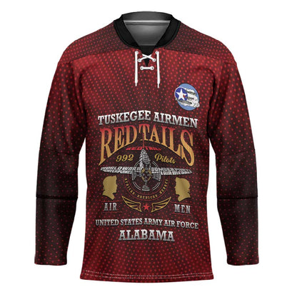 Personalized Red Tails Legacy Hockey Jersey Tuskegee Airmen WWII Heroes