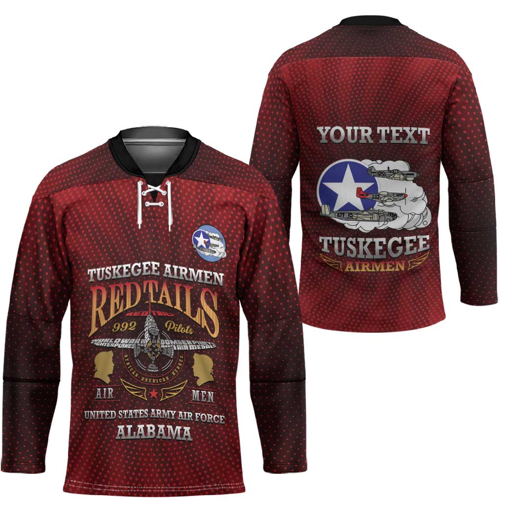 Personalized Red Tails Legacy Hockey Jersey Tuskegee Airmen WWII Heroes