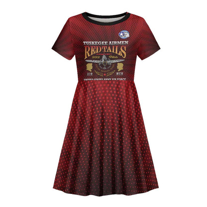 Personalized Tuskegee Red Tails Airmen Kid Short Sleeve Dress WWII Legacy Tribute - African Pride