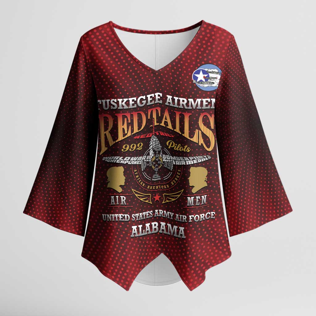 Personalized Red Tails Legacy Kimono Sleeve Blouse Tuskegee Airmen WWII Heroes