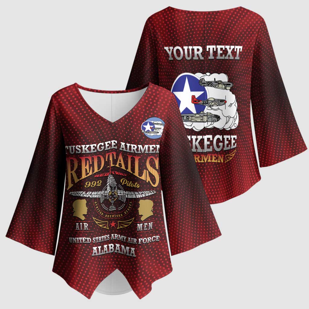 Personalized Red Tails Legacy Kimono Sleeve Blouse Tuskegee Airmen WWII Heroes