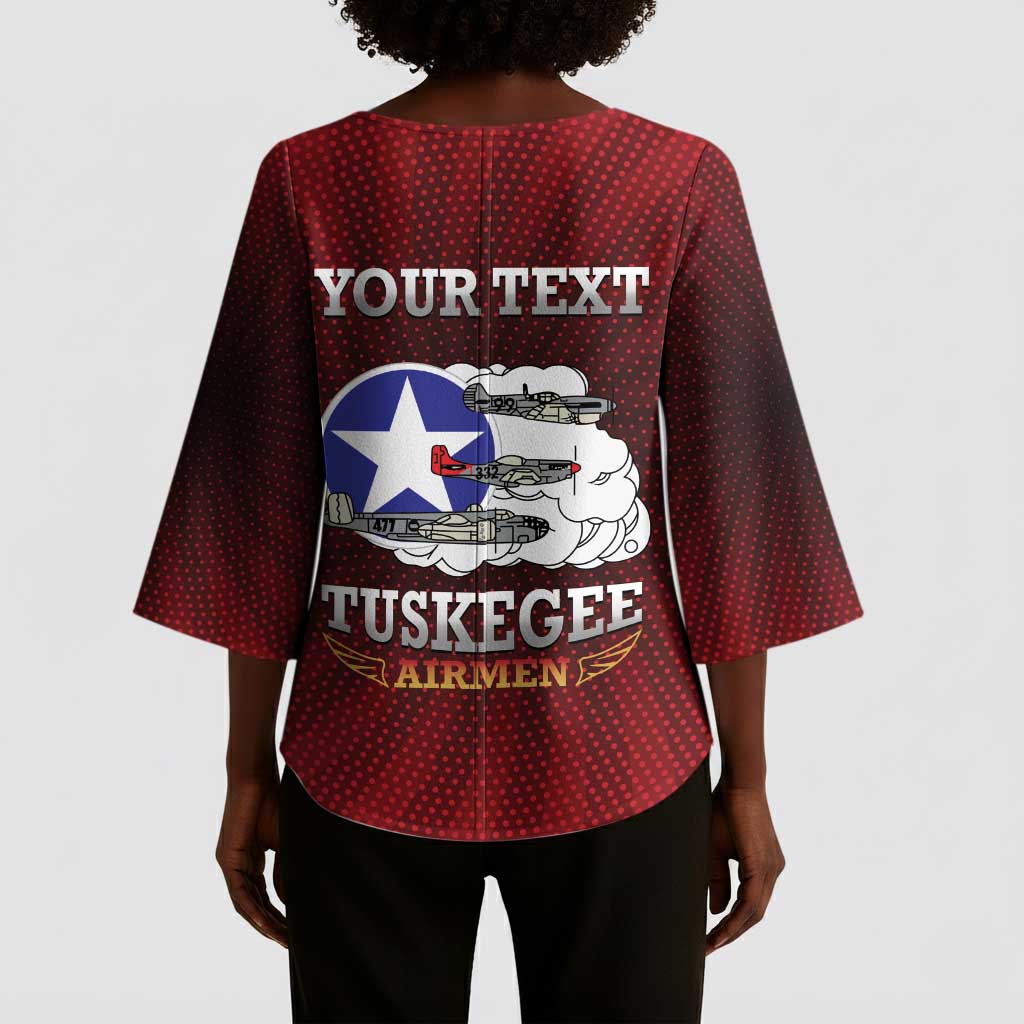 Personalized Red Tails Legacy Kimono Sleeve Blouse Tuskegee Airmen WWII Heroes