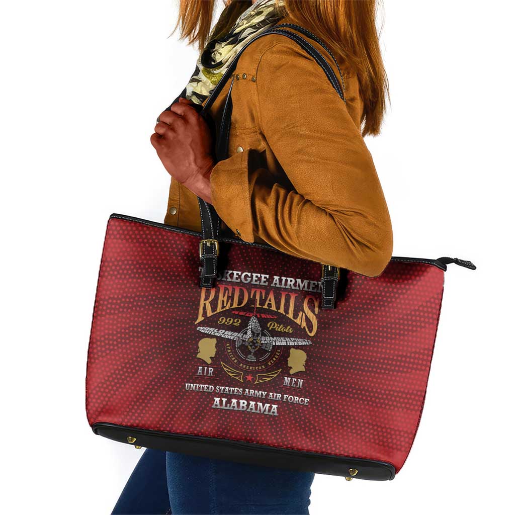 Tuskegee Red Tails Airmen Leather Tote Bag WWII Legacy Tribute - African Pride