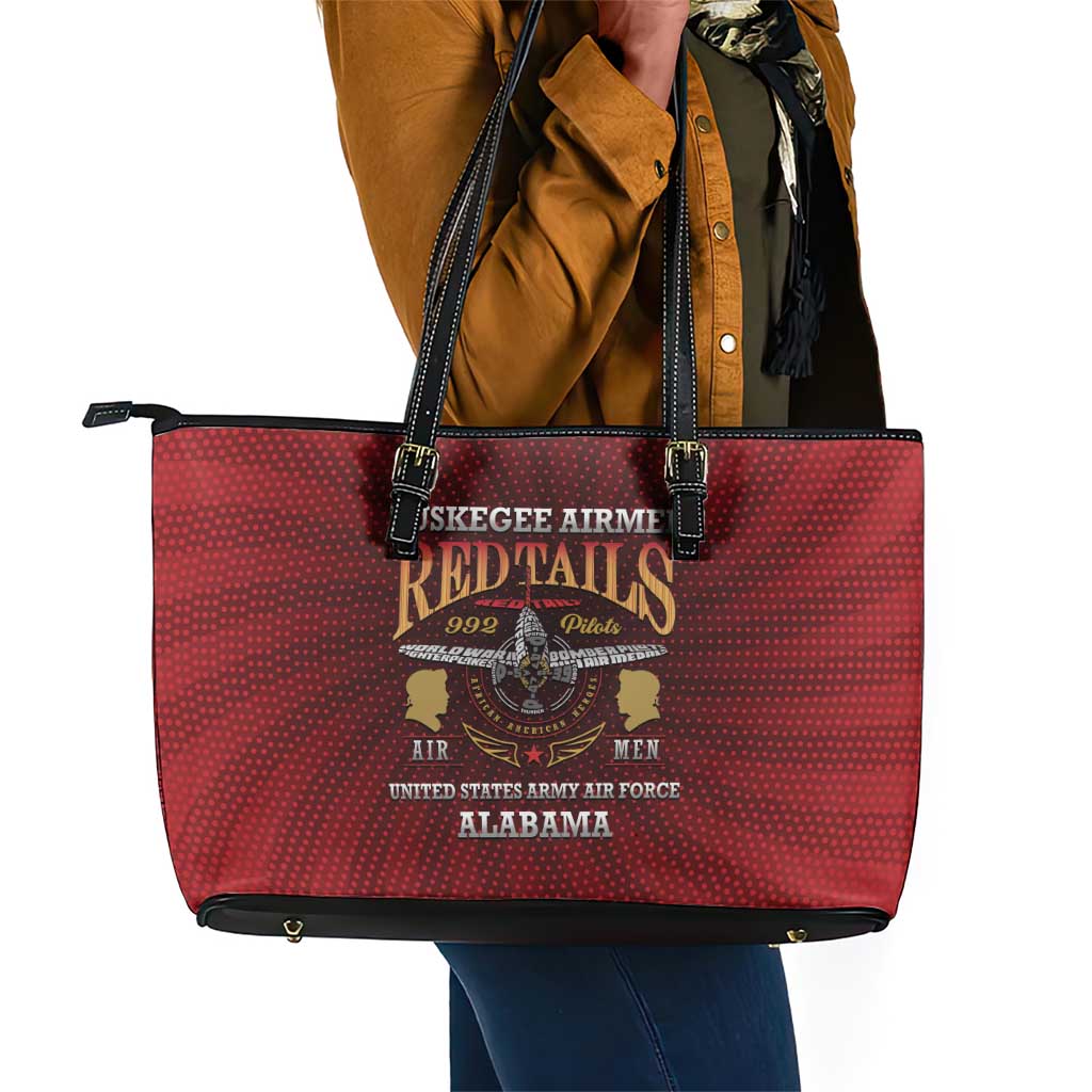 Tuskegee Red Tails Airmen Leather Tote Bag WWII Legacy Tribute - African Pride