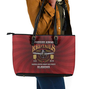 Tuskegee Red Tails Airmen Leather Tote Bag WWII Legacy Tribute - African Pride