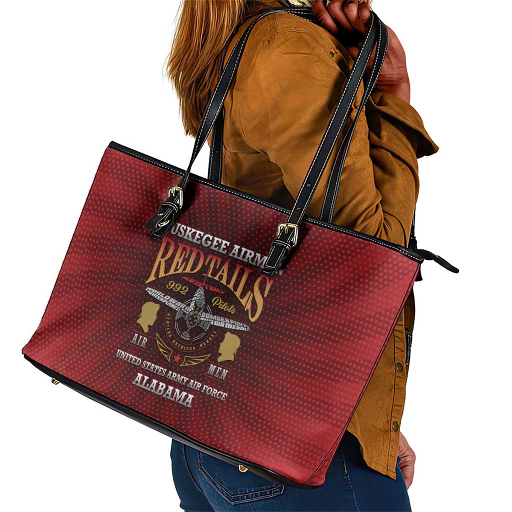 Tuskegee Red Tails Airmen Leather Tote Bag WWII Legacy Tribute - African Pride