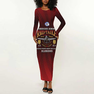 Personalized Tuskegee Red Tails Airmen Long Sleeve Bodycon Dress WWII Legacy Tribute - African Pride
