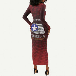 Personalized Tuskegee Red Tails Airmen Long Sleeve Bodycon Dress WWII Legacy Tribute - African Pride
