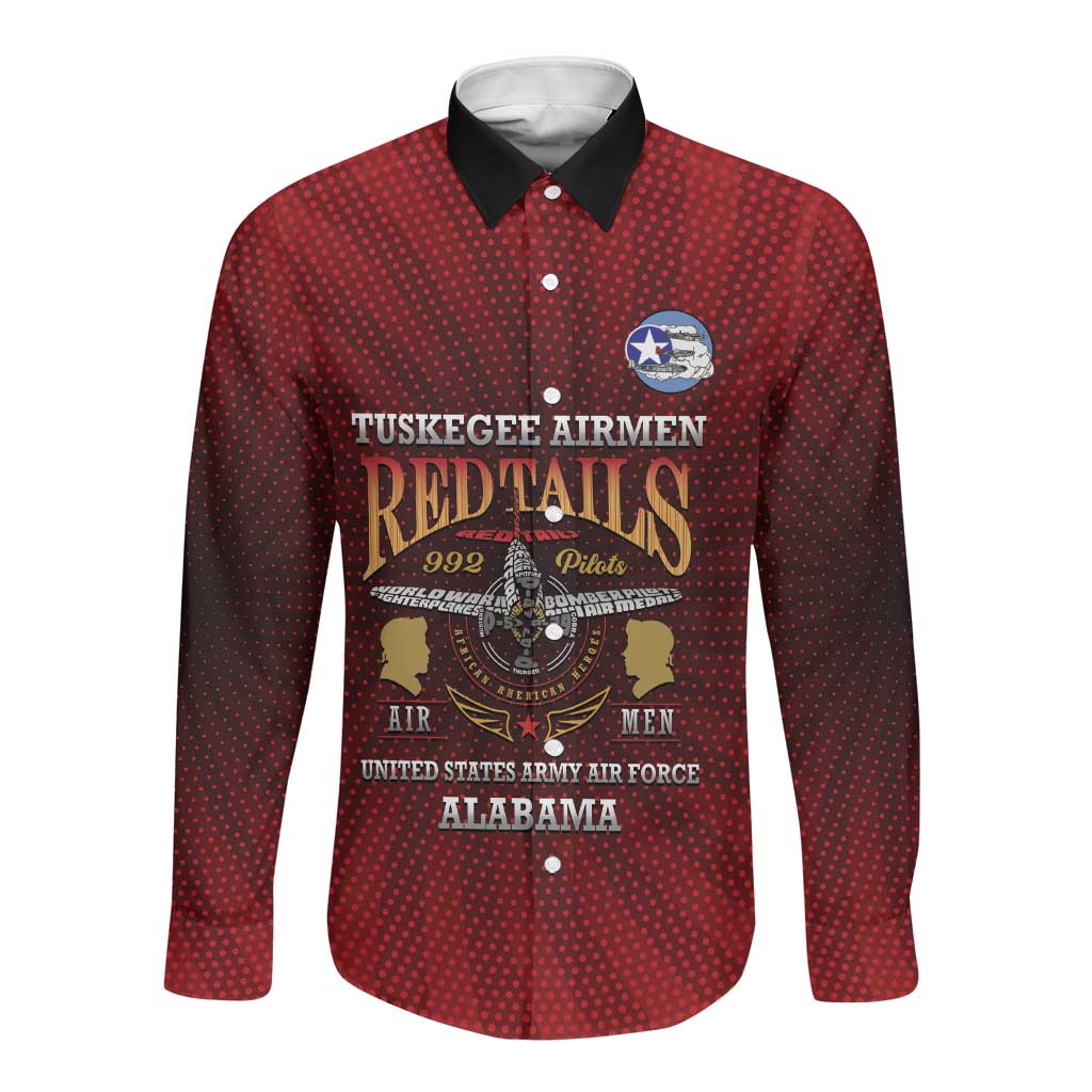 Personalized Tuskegee Red Tails Airmen Long Sleeve Button Shirt WWII Legacy Tribute - African Pride