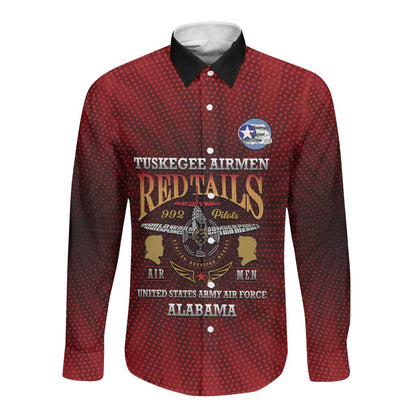 Personalized Tuskegee Red Tails Airmen Long Sleeve Button Shirt WWII Legacy Tribute - African Pride