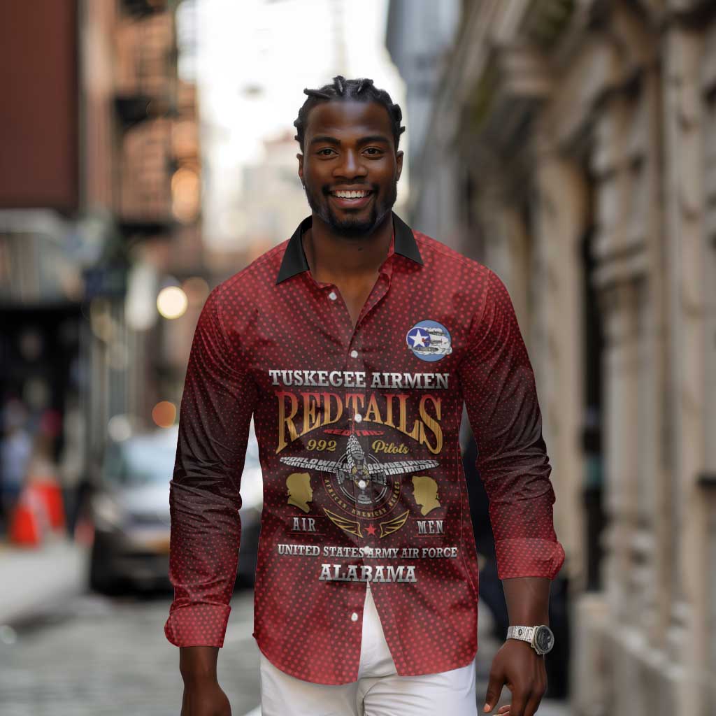 Personalized Tuskegee Red Tails Airmen Long Sleeve Button Shirt WWII Legacy Tribute - African Pride