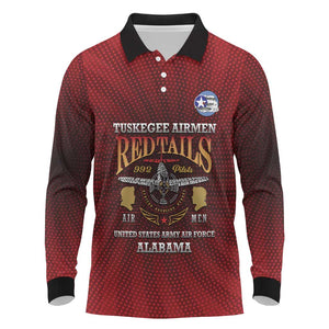 Personalized Tuskegee Red Tails Airmen Long Sleeve Polo Shirt WWII Legacy Tribute - African Pride