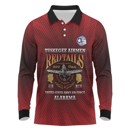 Personalized Tuskegee Red Tails Airmen Long Sleeve Polo Shirt WWII Legacy Tribute - African Pride