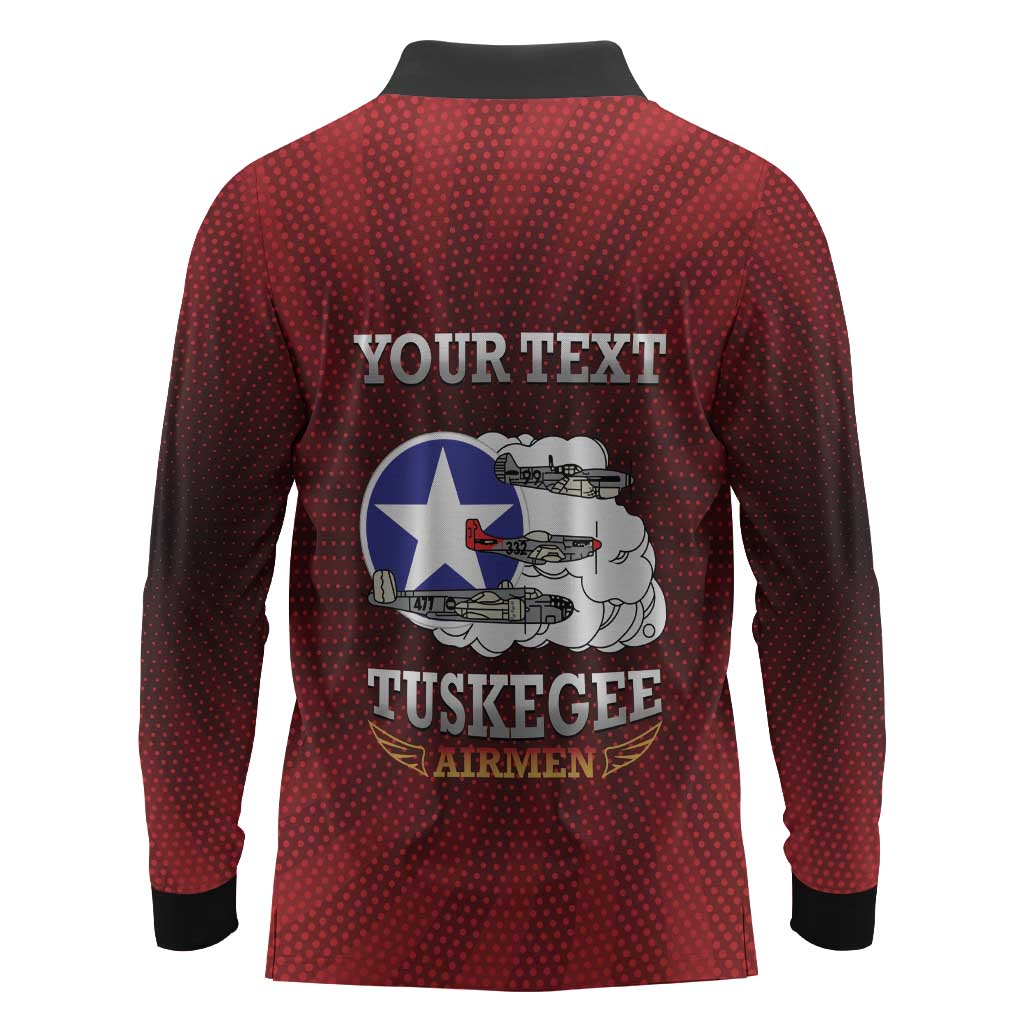 Personalized Tuskegee Red Tails Airmen Long Sleeve Polo Shirt WWII Legacy Tribute - African Pride