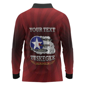 Personalized Tuskegee Red Tails Airmen Long Sleeve Polo Shirt WWII Legacy Tribute - African Pride