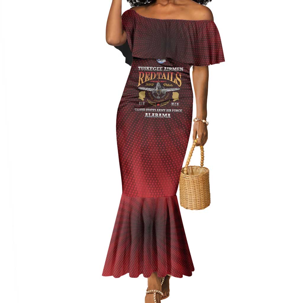 Personalized Tuskegee Red Tails Airmen Mermaid Dress WWII Legacy Tribute - African Pride