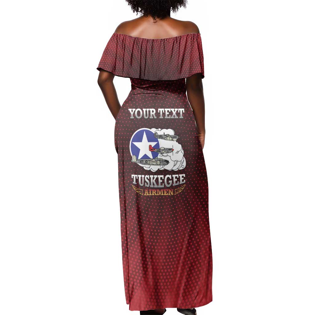 Personalized Tuskegee Red Tails Airmen Off Shoulder Maxi Dress WWII Legacy Tribute - African Pride