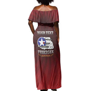 Personalized Tuskegee Red Tails Airmen Off Shoulder Maxi Dress WWII Legacy Tribute - African Pride